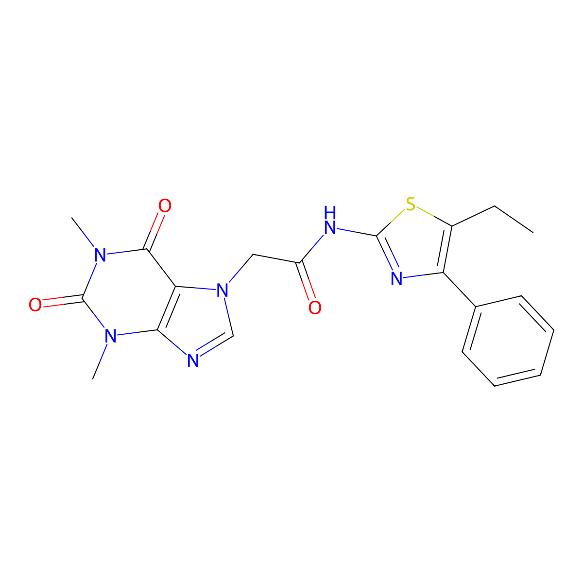 2-(1,3-dimethyl-2,6-dioxopurin-7-yl)-N-(5-ethyl-4-phenyl-1,3-thiazol-2-yl)acetamide molecular structure, CAS 600136-60-5