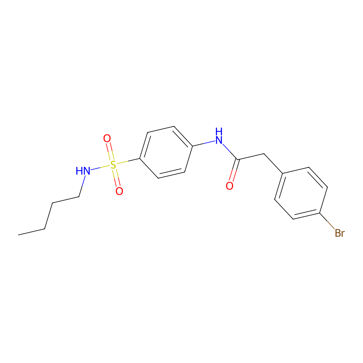 2-(4-bromophenyl)-N-[4-(butylsulfamoyl)phenyl]acetamide molecular structure, CAS 600137-13-1