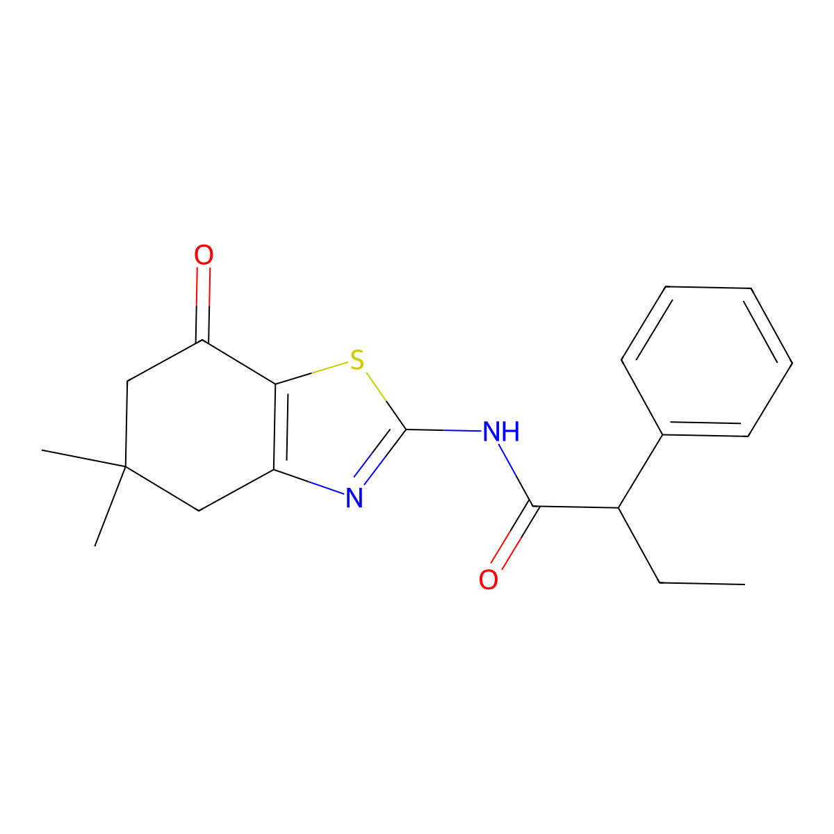 N-(5,5-dimethyl-7-oxo-4,5,6,7-tetrahydro-1,3-benzothiazol-2-yl)-2-phenylbutanamide molecular structure, CAS 600137-24-4