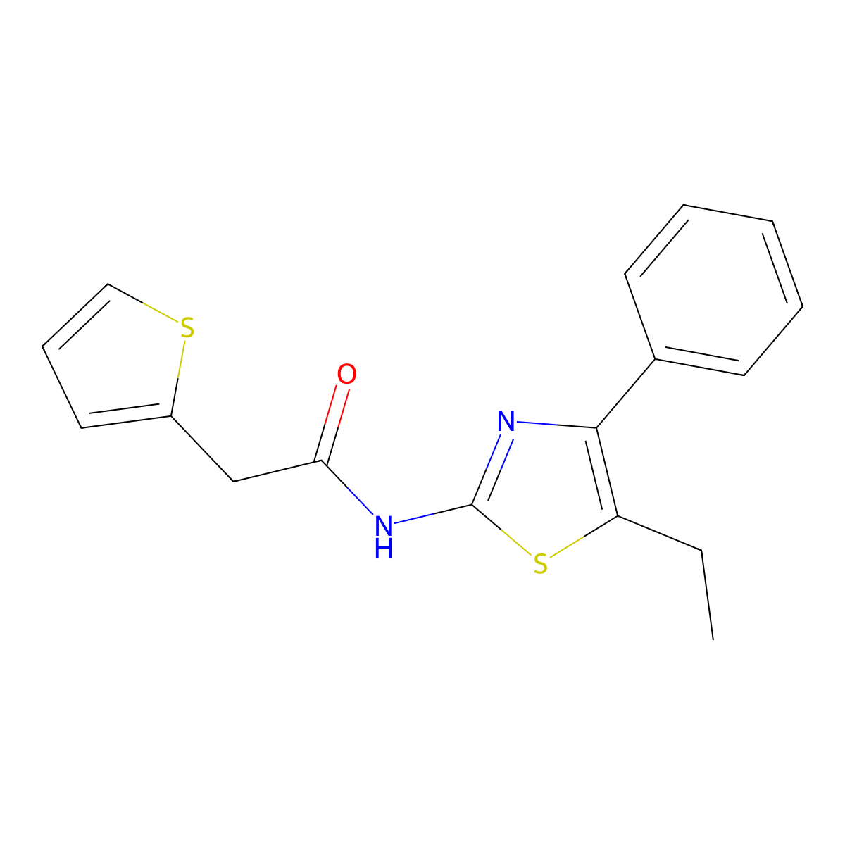 N-(5-ethyl-4-phenyl-1,3-thiazol-2-yl)-2-thiophen-2-ylacetamide molecular structure, CAS 600137-28-8