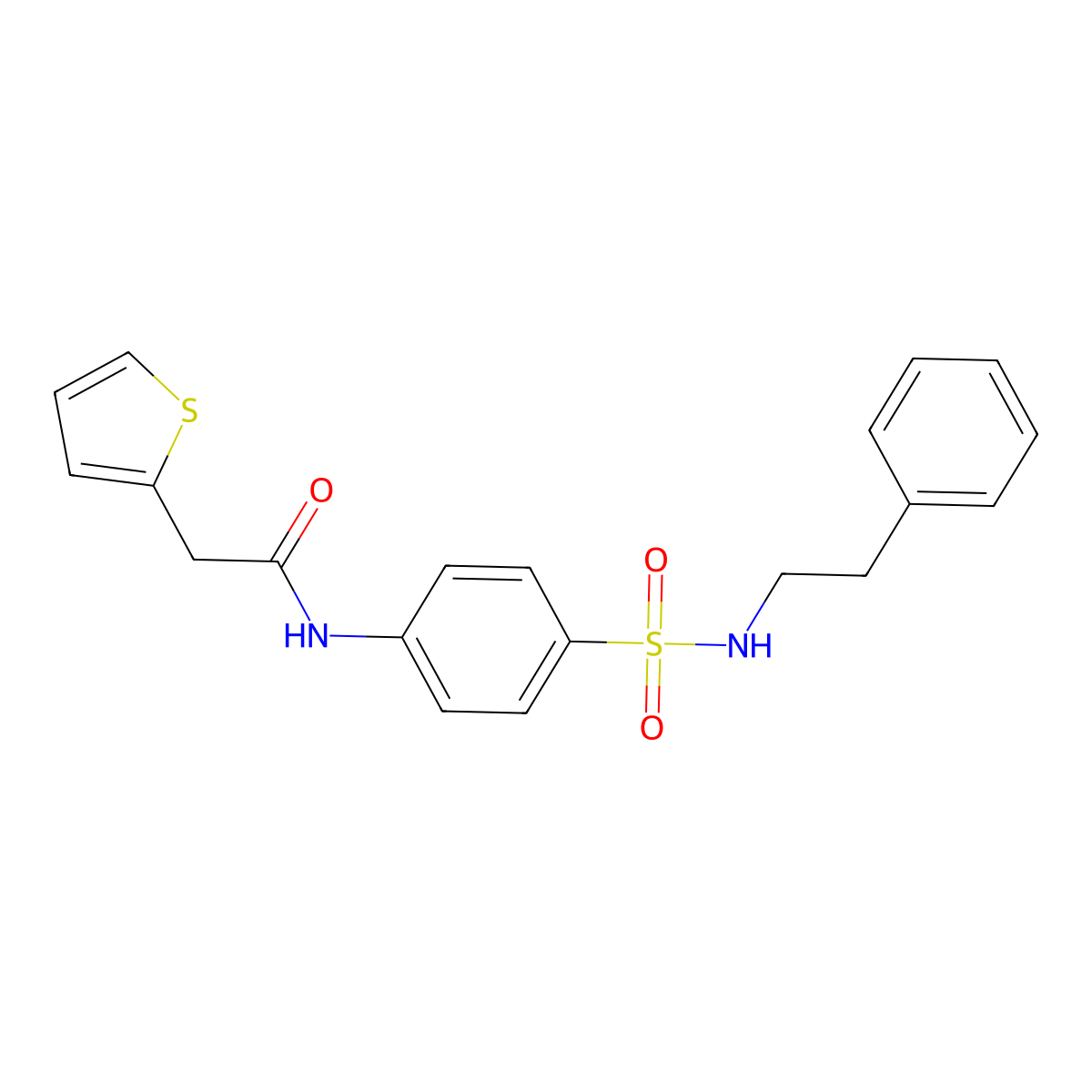 N-{4-[(2-phenylethyl)sulfamoyl]phenyl}-2-(thiophen-2-yl)acetamide molecular structure, CAS 600137-31-3