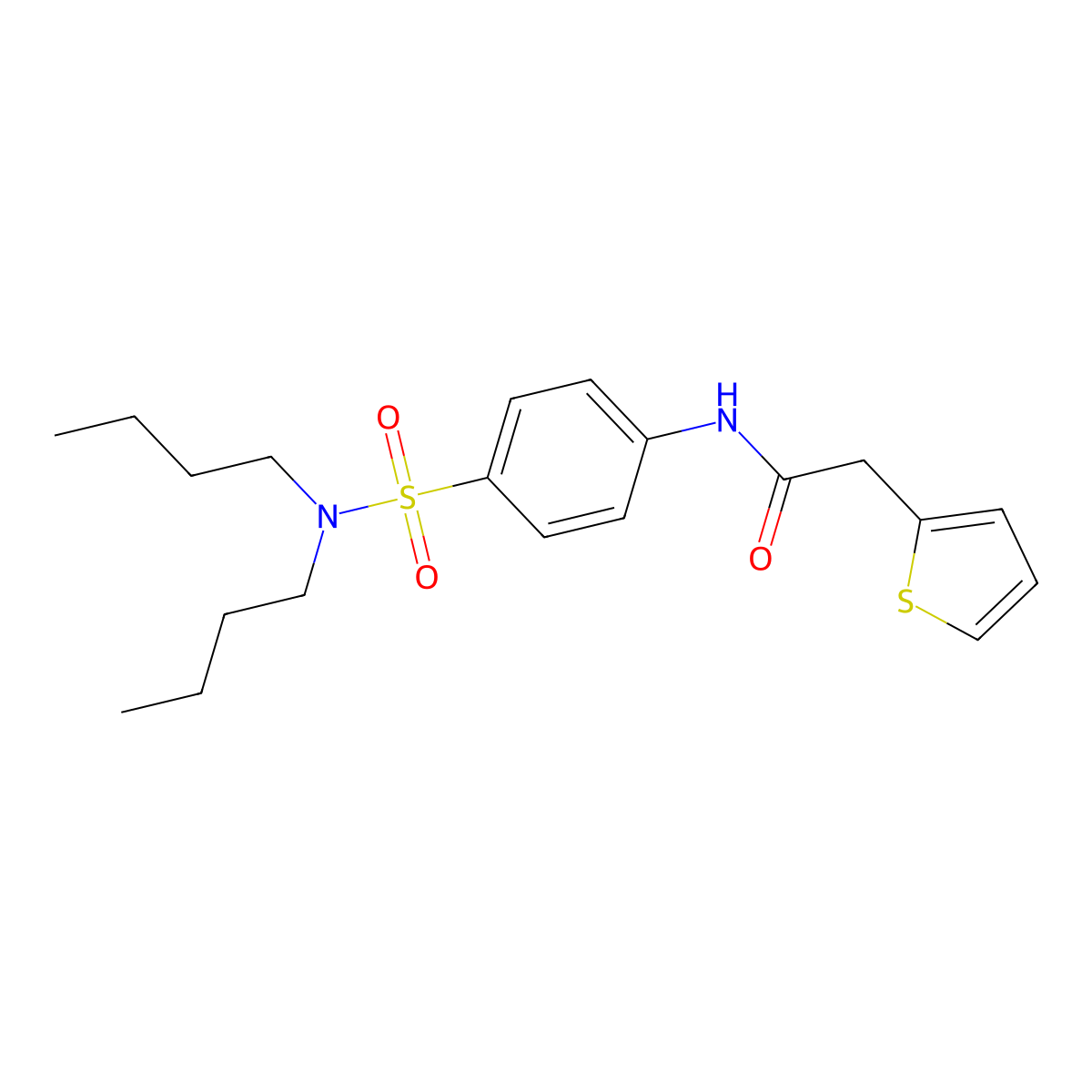 N-[4-(dibutylsulfamoyl)phenyl]-2-thiophen-2-ylacetamide molecular structure, CAS 600137-33-5