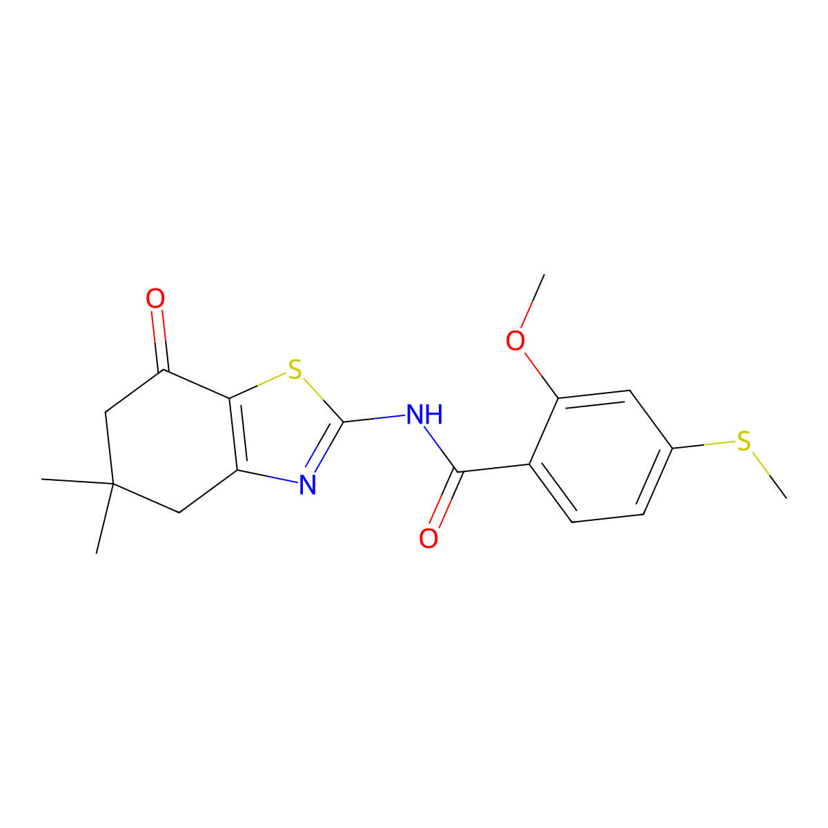 N-(5,5-dimethyl-7-oxo-4,6-dihydro-1,3-benzothiazol-2-yl)-2-methoxy-4-methylsulfanylbenzamide molecular structure, CAS 600137-79-9
