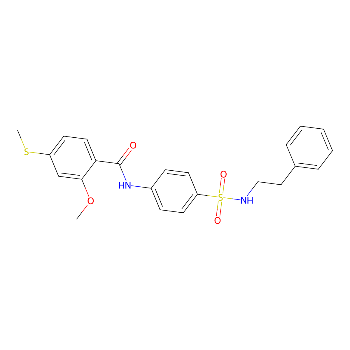 2-methoxy-4-(methylsulfanyl)-N-{4-[(2-phenylethyl)sulfamoyl]phenyl}benzamide molecular structure, CAS 600137-80-2