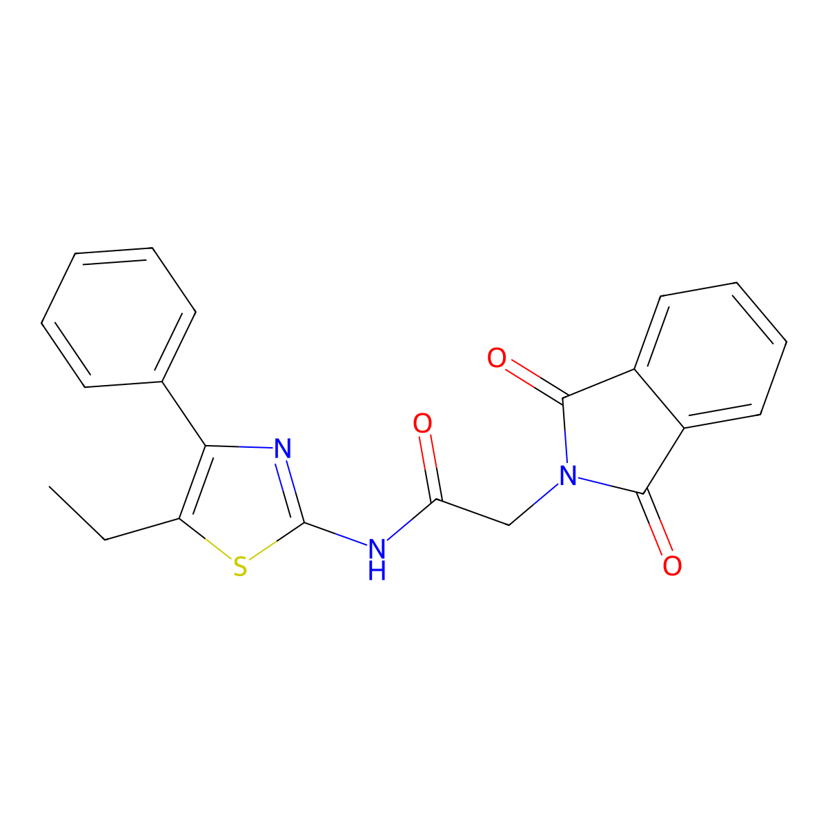 2-(1,3-dioxoisoindol-2-yl)-N-(5-ethyl-4-phenyl-1,3-thiazol-2-yl)acetamide molecular structure, CAS 600138-14-5
