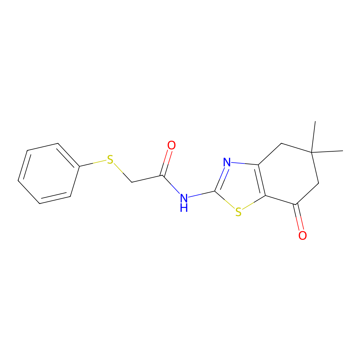N-(5,5-dimethyl-7-oxo-4,6-dihydro-1,3-benzothiazol-2-yl)-2-phenylsulfanylacetamide molecular structure, CAS 600138-69-0