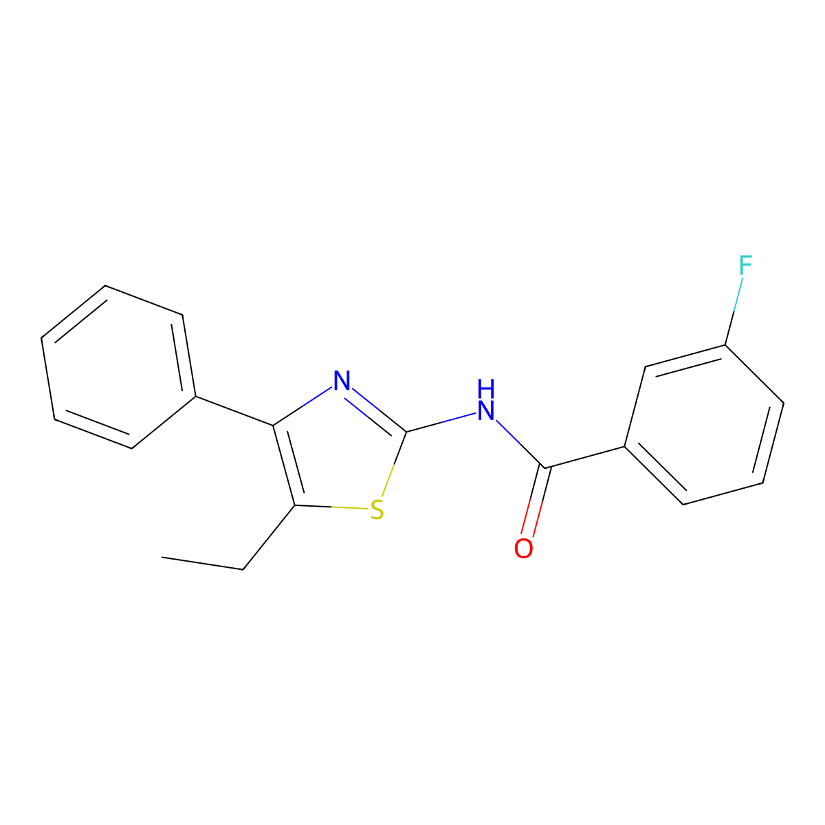 N-(5-ethyl-4-phenyl-1,3-thiazol-2-yl)-3-fluorobenzamide molecular structure, CAS 600138-84-9