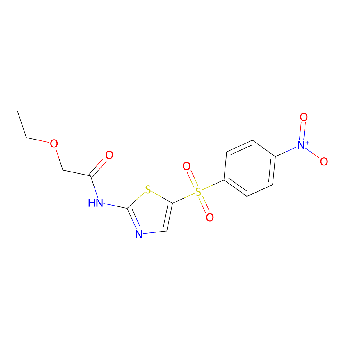 2-ethoxy-N-{5-[(4-nitrophenyl)sulfonyl]-1,3-thiazol-2-yl}acetamide molecular structure, CAS 600140-71-4