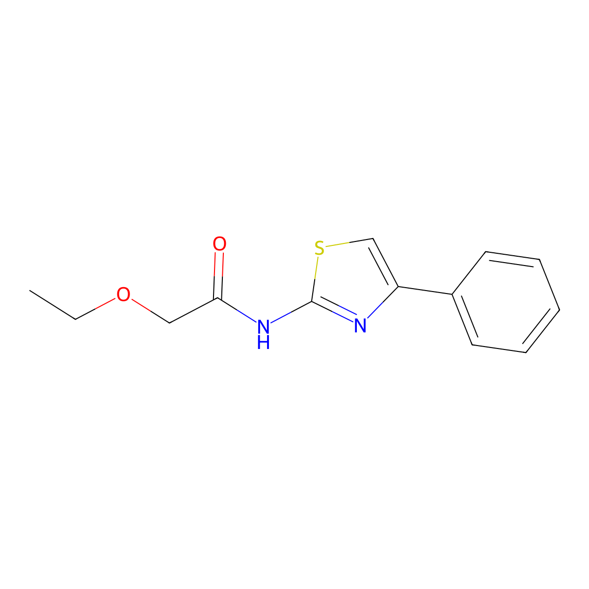 2-ethoxy-N-(4-phenyl-1,3-thiazol-2-yl)acetamide molecular structure, CAS 600140-79-2