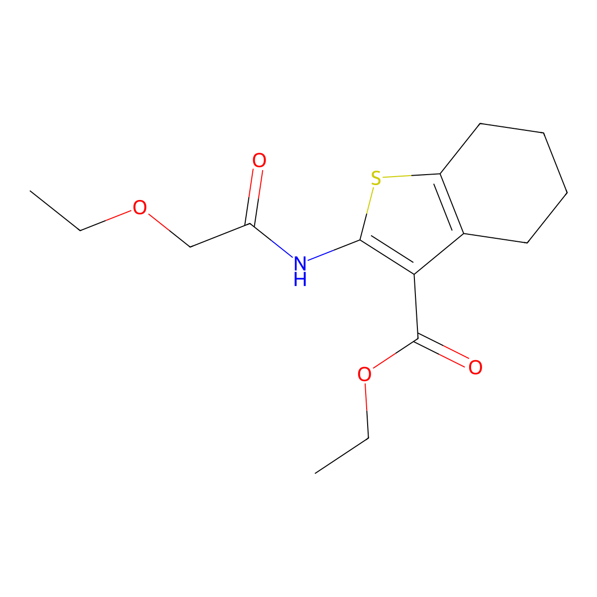 Ethyl 2-[(ethoxyacetyl)amino]-4,5,6,7-tetrahydro-1-benzothiophene-3-carboxylate molecular structure, CAS 600140-86-1