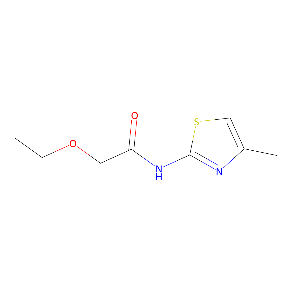 2-ethoxy-N-(4-methyl-1,3-thiazol-2-yl)acetamide molecular structure, CAS 600140-87-2