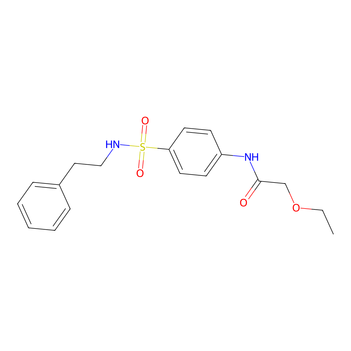2-ethoxy-N-(4-{[(2-phenylethyl)amino]sulfonyl}phenyl)acetamide molecular structure, CAS 600141-12-6