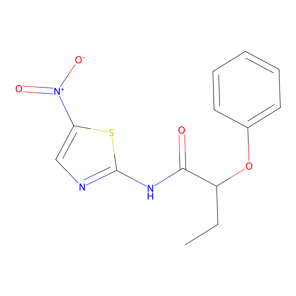 N-(5-nitro-1,3-thiazol-2-yl)-2-phenoxybutanamide molecular structure, CAS 600141-50-2