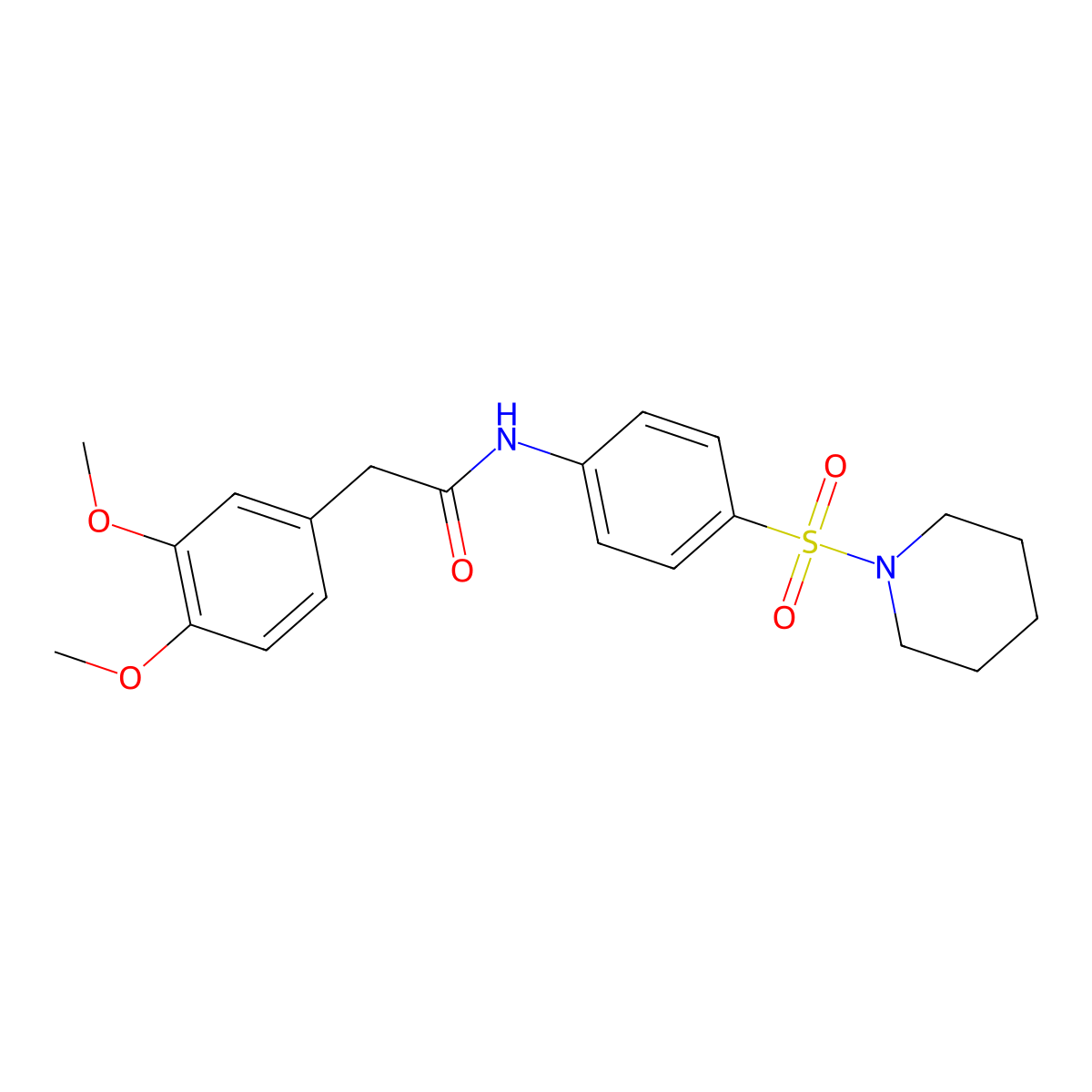 2-(3,4-dimethoxyphenyl)-N-(4-piperidin-1-ylsulfonylphenyl)acetamide molecular structure, CAS 600146-49-4