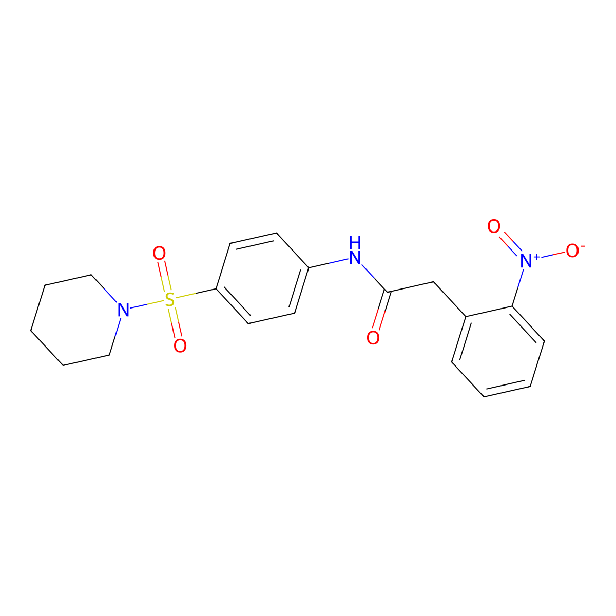 2-(2-nitrophenyl)-N-(4-piperidin-1-ylsulfonylphenyl)acetamide molecular structure, CAS 600146-73-4