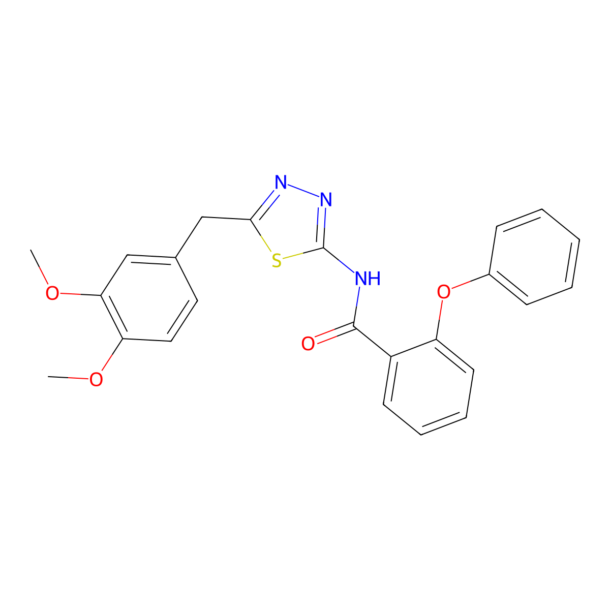 N-[5-[(3,4-dimethoxyphenyl)methyl]-1,3,4-thiadiazol-2-yl]-2-phenoxybenzamide molecular structure, CAS 600147-04-4