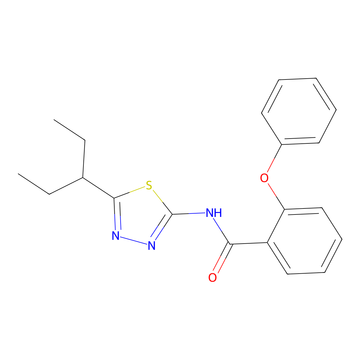 N-(5-pentan-3-yl-1,3,4-thiadiazol-2-yl)-2-phenoxybenzamide molecular structure, CAS 600147-06-6