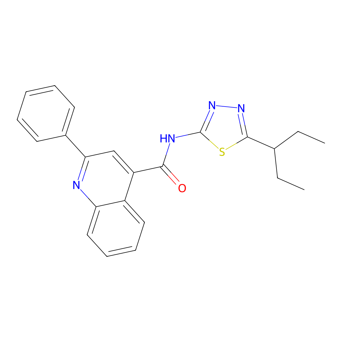 N-(5-pentan-3-yl-1,3,4-thiadiazol-2-yl)-2-phenylquinoline-4-carboxamide molecular structure, CAS 600147-15-7