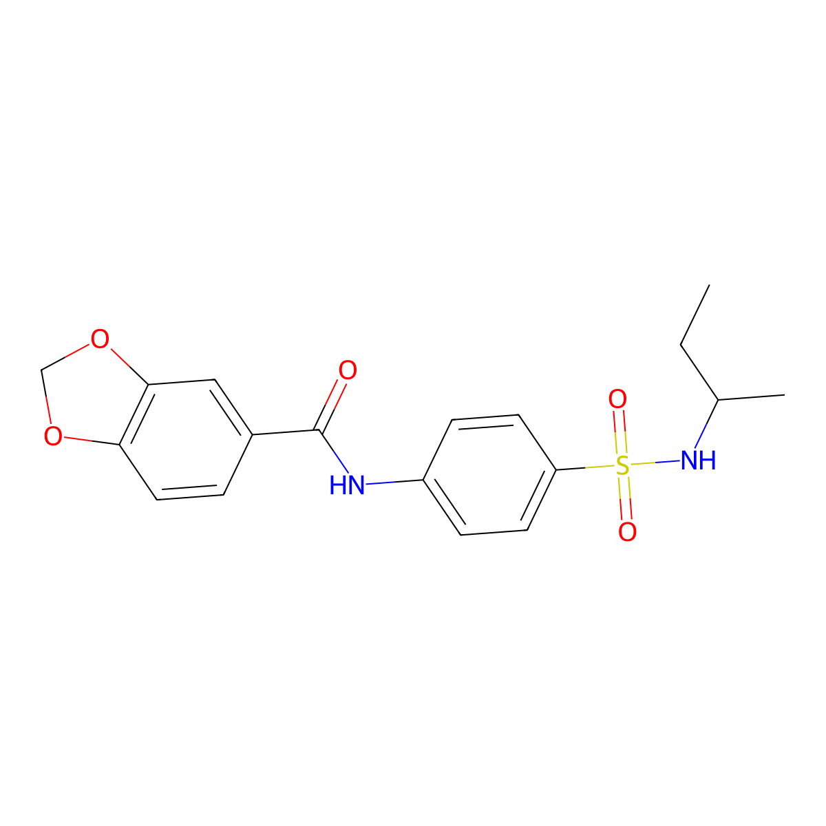 N-[4-(butan-2-ylsulfamoyl)phenyl]-1,3-benzodioxole-5-carboxamide molecular structure, CAS 600147-18-0