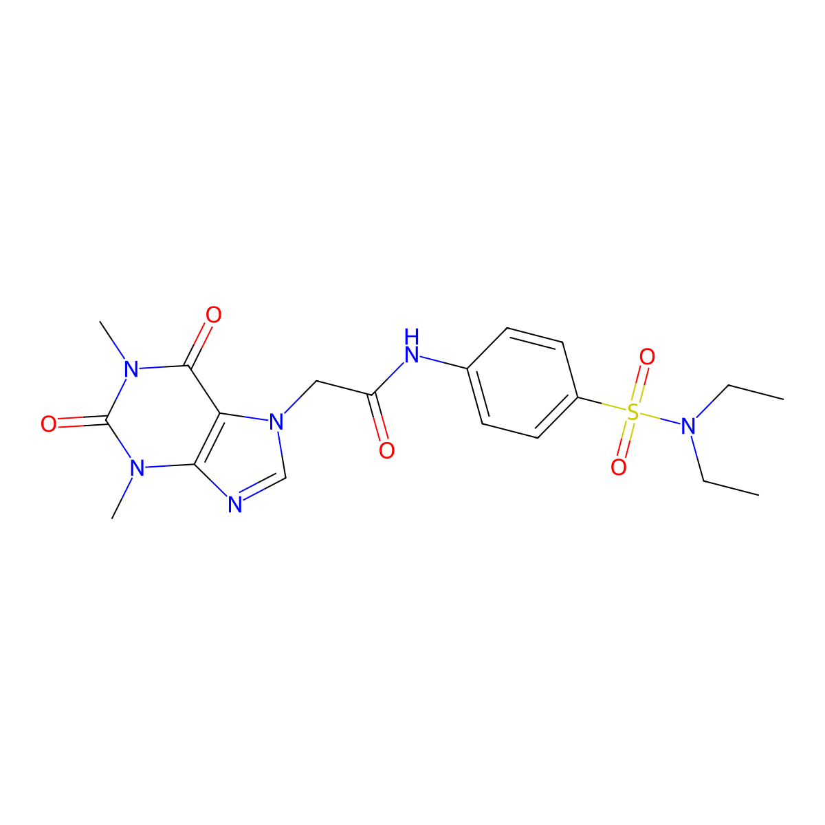 N-[4-(diethylsulfamoyl)phenyl]-2-(1,3-dimethyl-2,6-dioxopurin-7-yl)acetamide molecular structure, CAS 600147-24-8