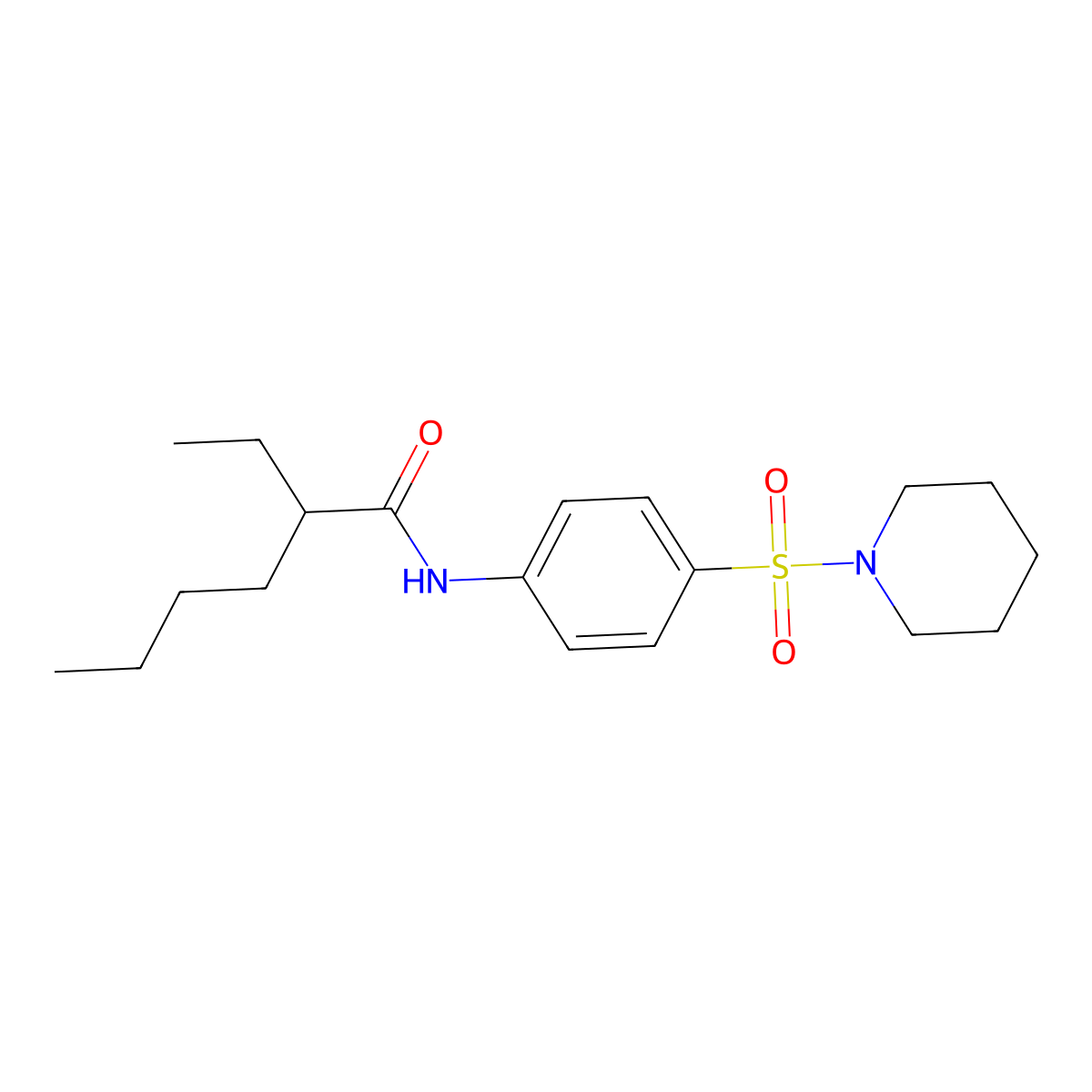 2-ethyl-N-(4-piperidin-1-ylsulfonylphenyl)hexanamide molecular structure, CAS 600147-91-9