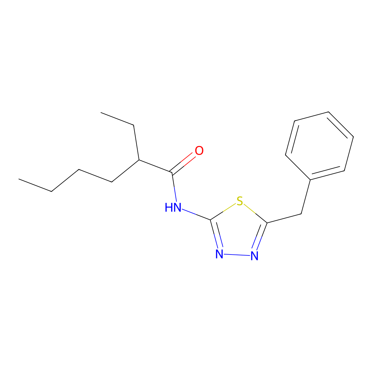 N-(5-benzyl-1,3,4-thiadiazol-2-yl)-2-ethylhexanamide molecular structure, CAS 600147-97-5