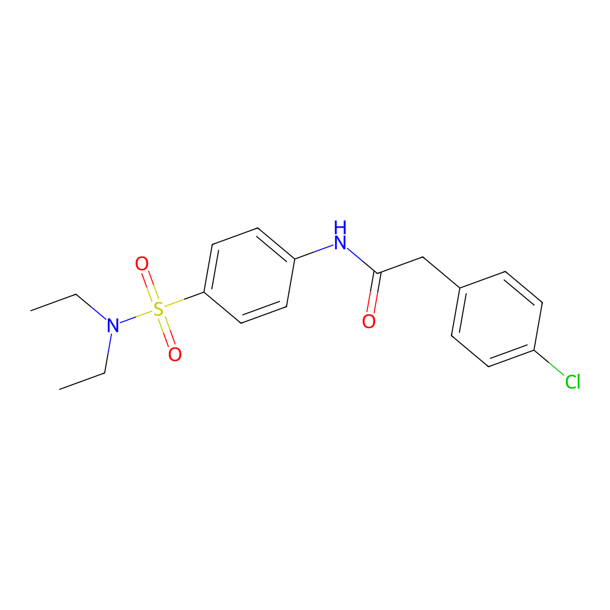 2-(4-chlorophenyl)-N-[4-(diethylsulfamoyl)phenyl]acetamide molecular structure, CAS 600148-09-2