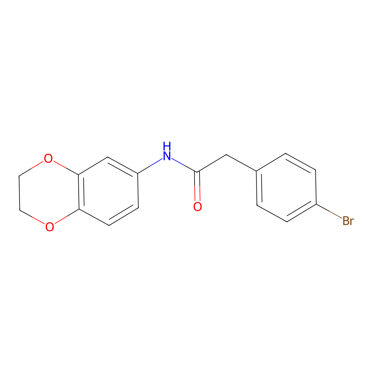 2-(4-bromophenyl)-N-(2,3-dihydro-1,4-benzodioxin-6-yl)acetamide molecular structure, CAS 600148-24-1