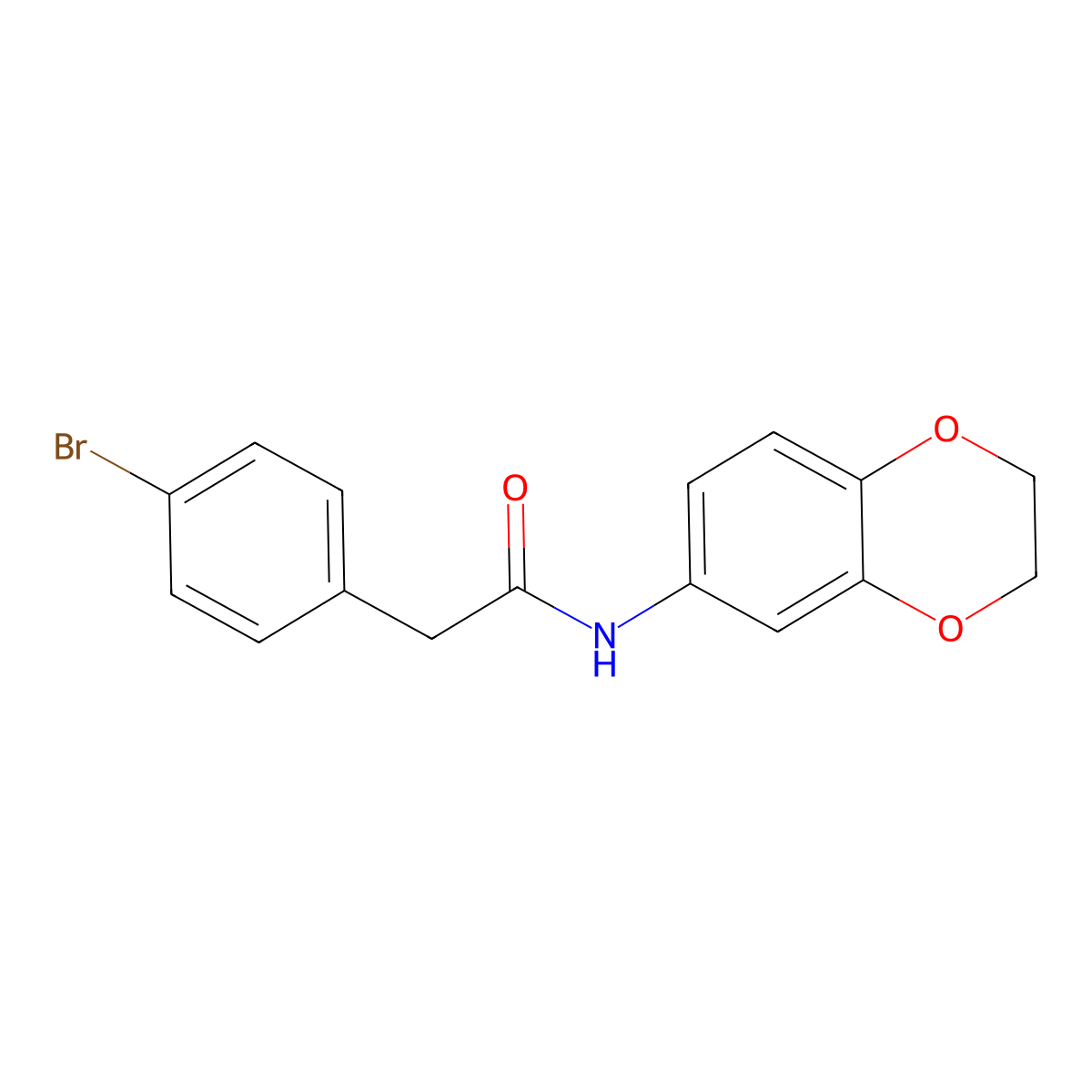 2-(4-bromophenyl)-N-(2,3-dihydro-1,4-benzodioxin-6-yl)acetamide molecular structure, CAS 600148-24-1