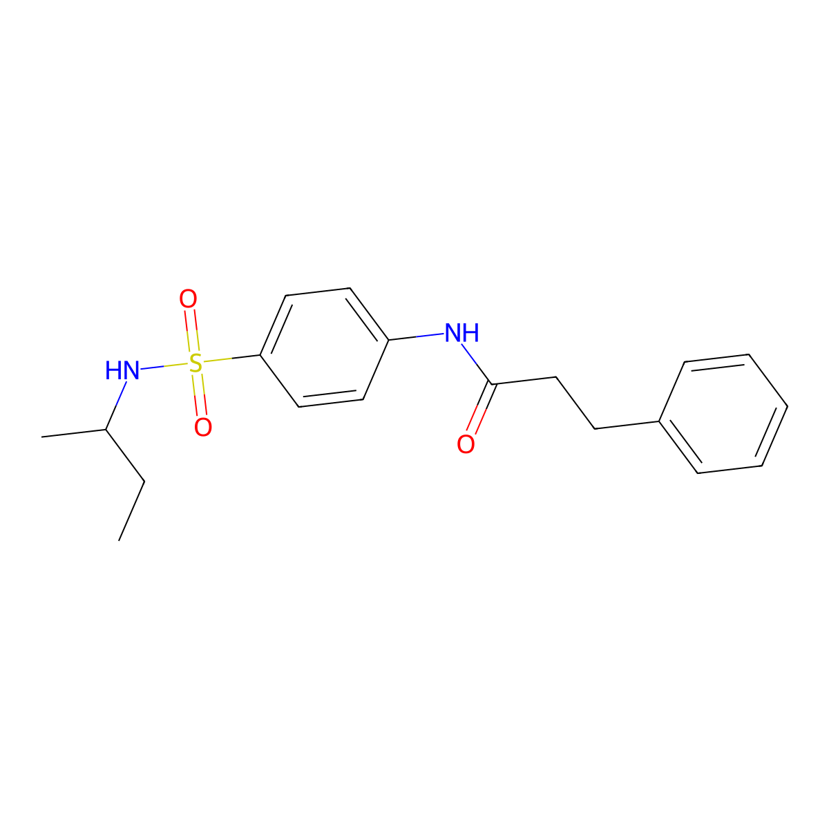 N-[4-(butan-2-ylsulfamoyl)phenyl]-3-phenylpropanamide molecular structure, CAS 600148-26-3
