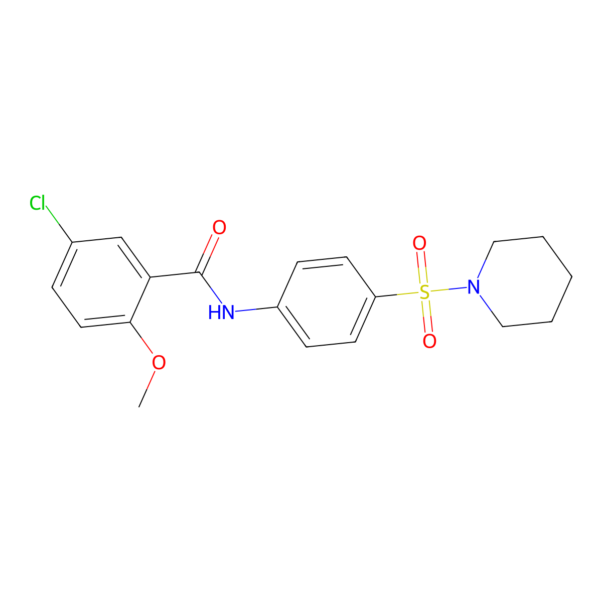5-chloro-2-methoxy-N-(4-piperidin-1-ylsulfonylphenyl)benzamide molecular structure, CAS 600148-63-8