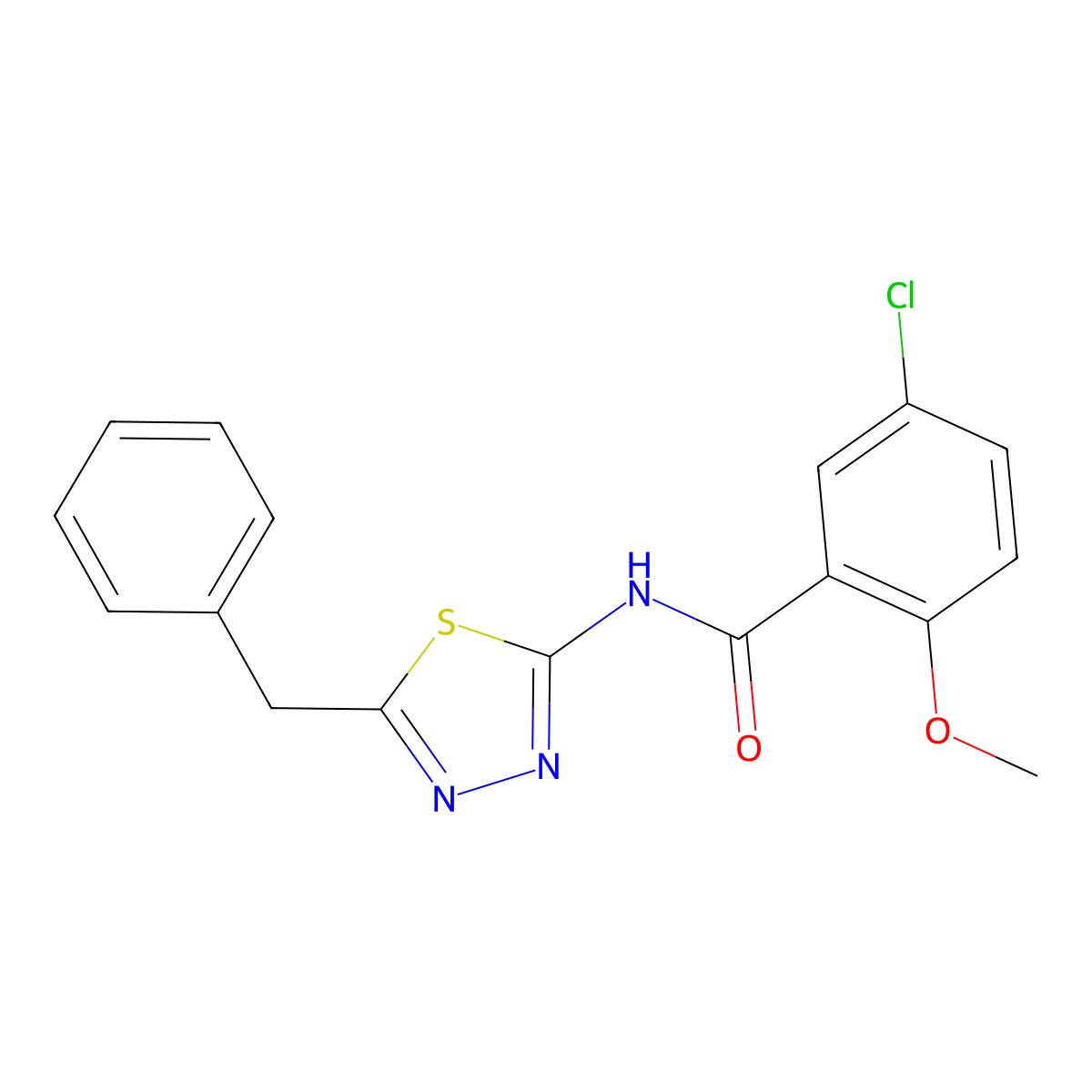 N-(5-benzyl-1,3,4-thiadiazol-2-yl)-5-chloro-2-methoxybenzamide molecular structure, CAS 600148-69-4