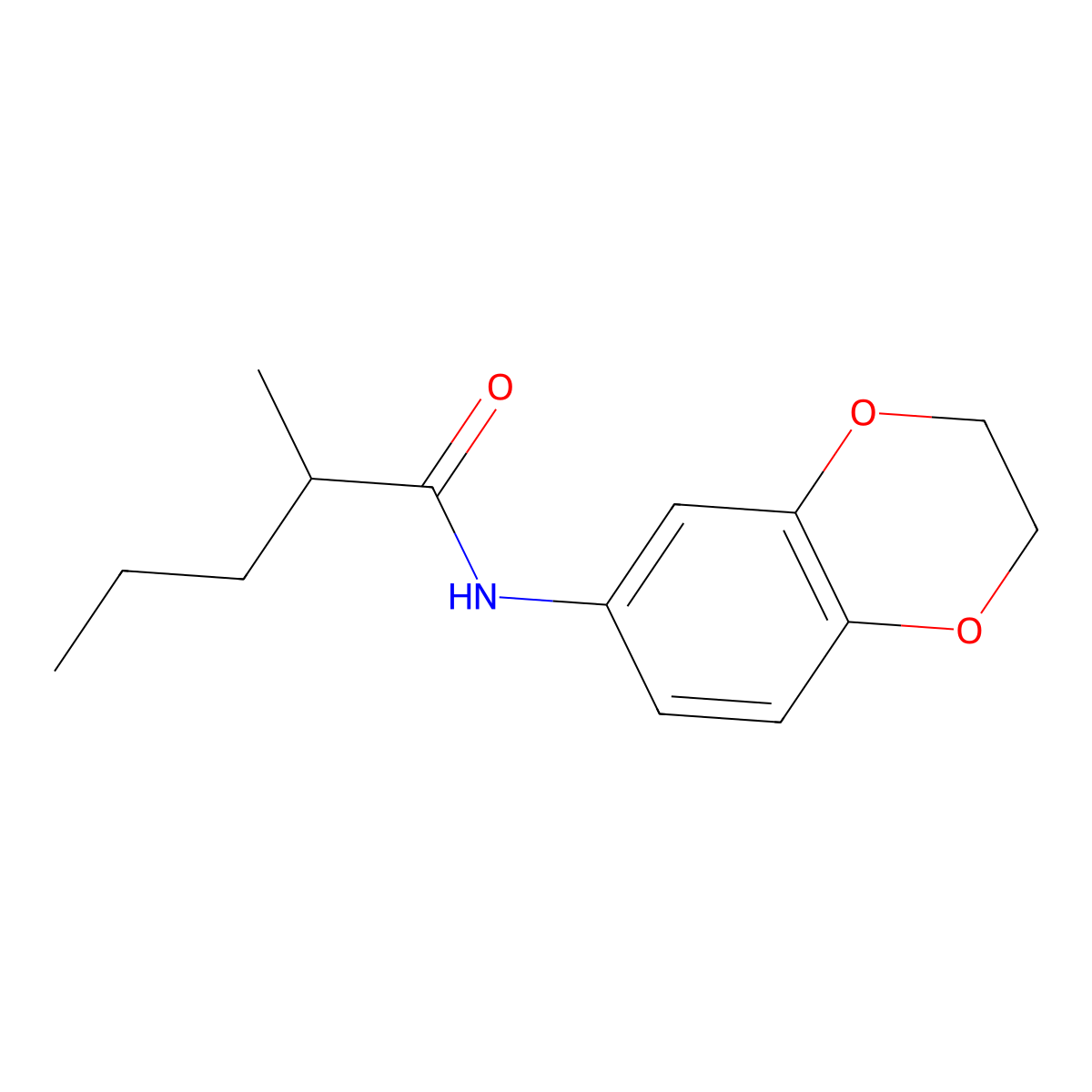 N-(2,3-dihydro-1,4-benzodioxin-6-yl)-2-methylpentanamide molecular structure, CAS 600149-47-1