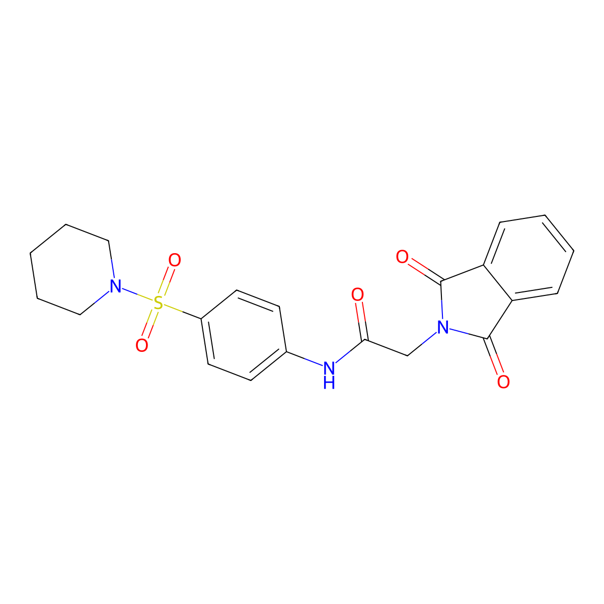 2-(1,3-dioxo-1,3-dihydro-2H-isoindol-2-yl)-N-[4-(piperidin-1-ylsulfonyl)phenyl]acetamide molecular structure, CAS 600149-59-5