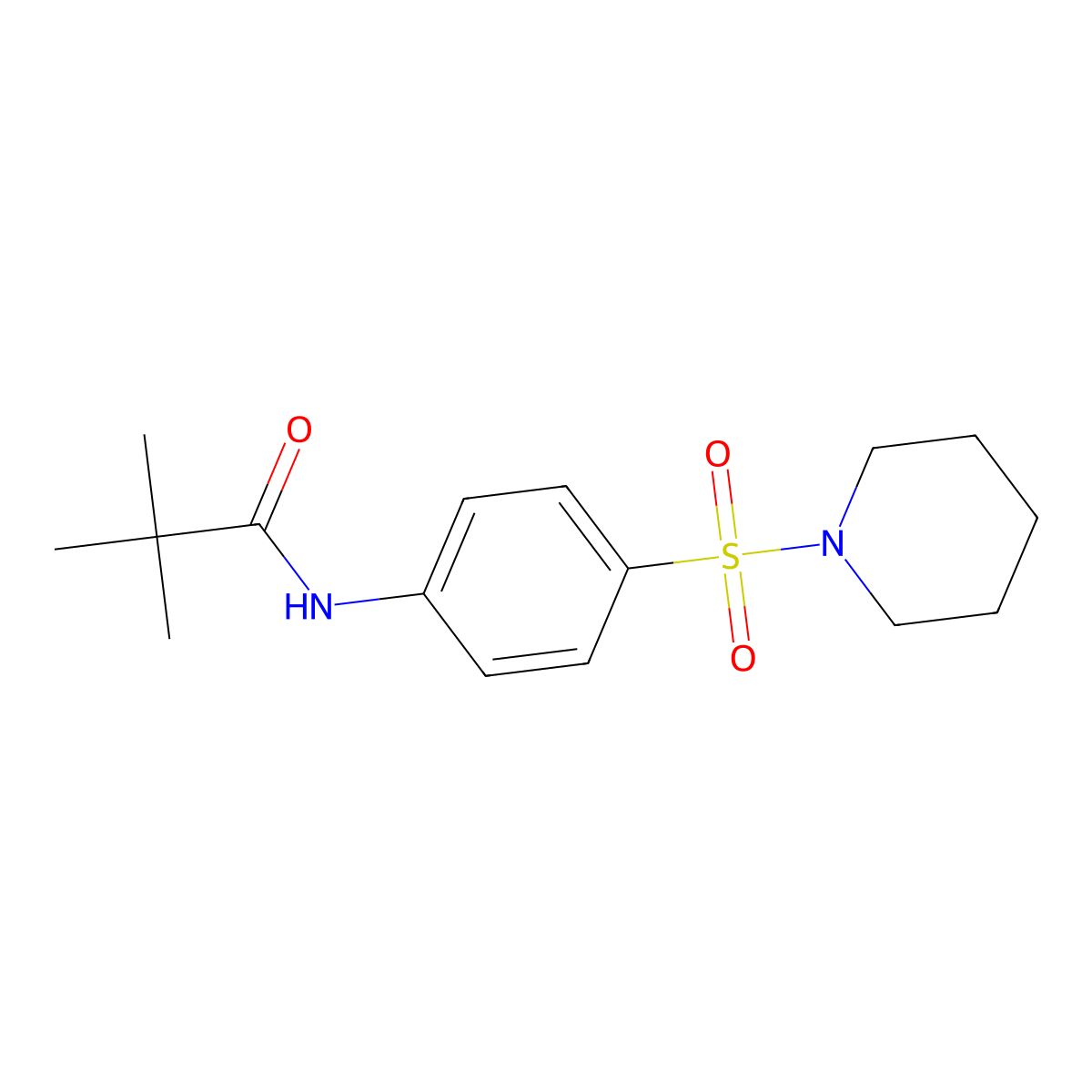 2,2-dimethyl-N-[4-(piperidin-1-ylsulfonyl)phenyl]propanamide molecular structure, CAS 600150-00-3