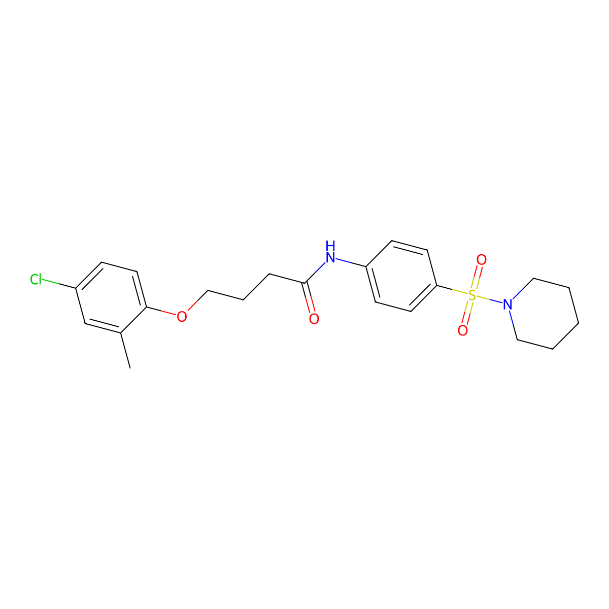 4-(4-chloro-2-methylphenoxy)-N-(4-piperidin-1-ylsulfonylphenyl)butanamide molecular structure, CAS 600150-05-8