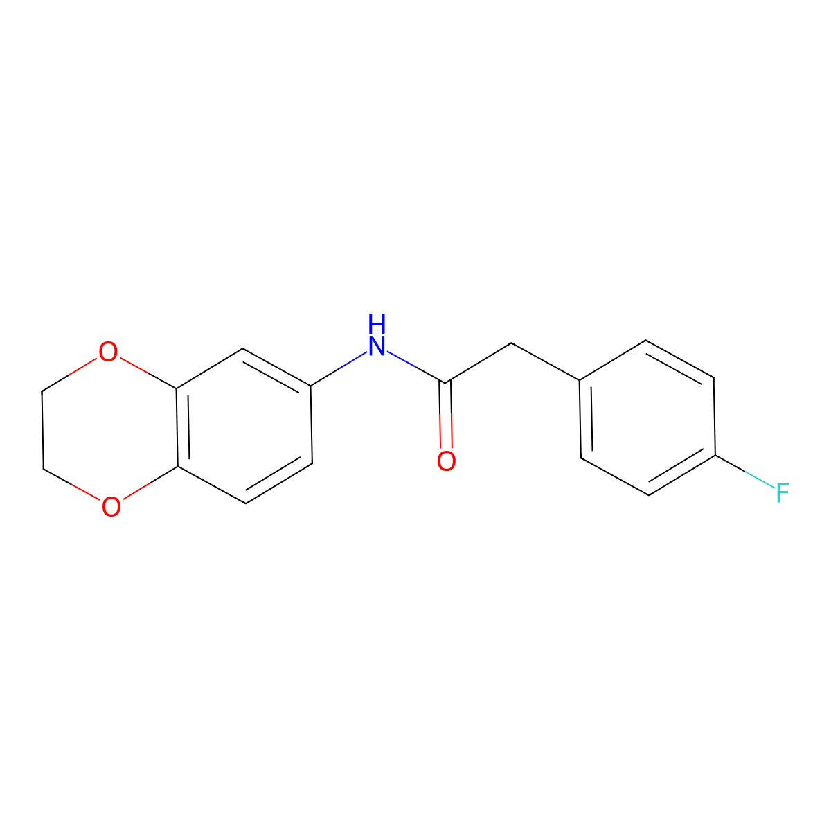 N-(2,3-dihydro-1,4-benzodioxin-6-yl)-2-(4-fluorophenyl)acetamide molecular structure, CAS 600150-21-8