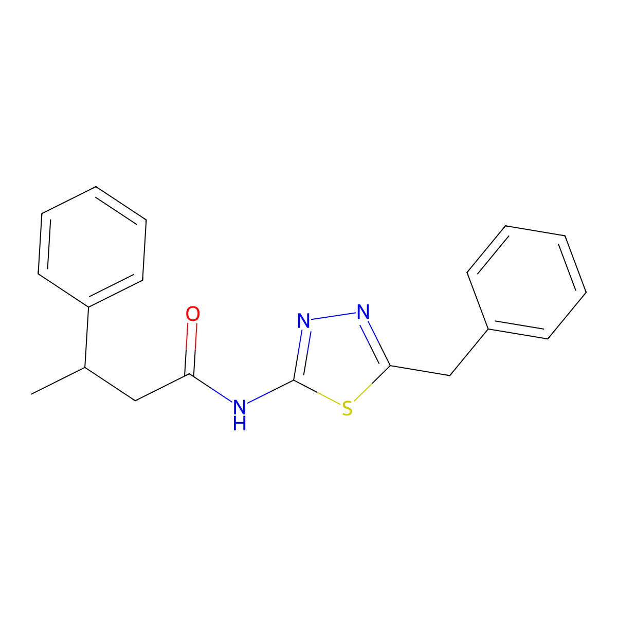 N-(5-benzyl-1,3,4-thiadiazol-2-yl)-3-phenylbutanamide molecular structure, CAS 600150-28-5