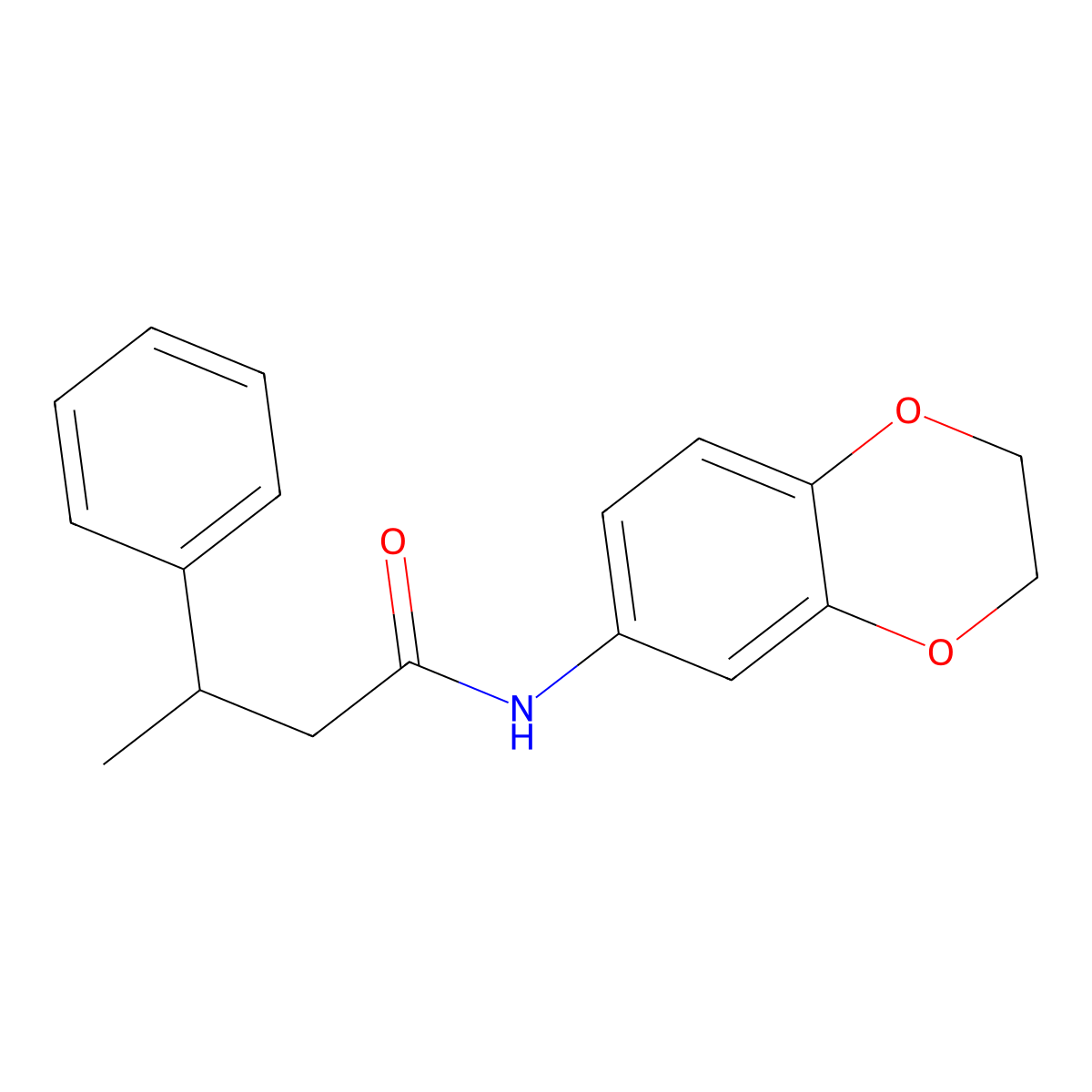 N-(2,3-dihydro-1,4-benzodioxin-6-yl)-3-phenylbutanamide molecular structure, CAS 600150-30-9