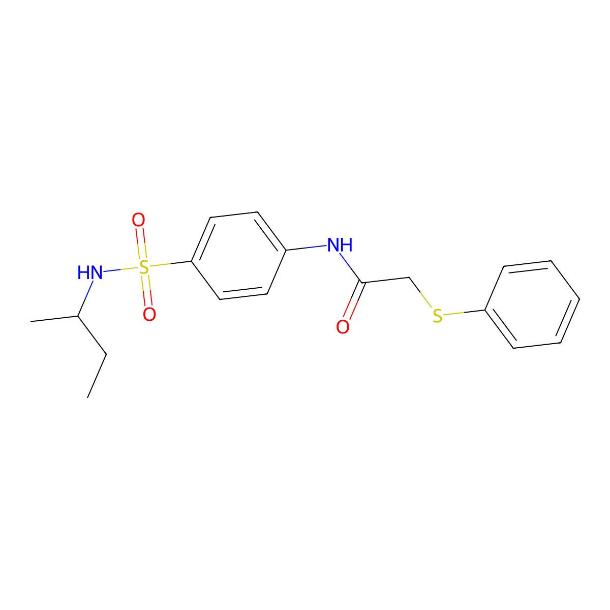 N-[4-(butan-2-ylsulfamoyl)phenyl]-2-phenylsulfanylacetamide molecular structure, CAS 600150-41-2