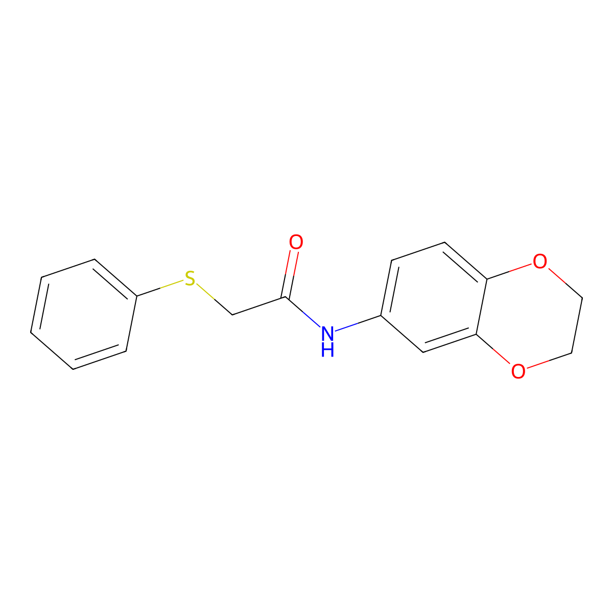 N-(2,3-dihydro-1,4-benzodioxin-6-yl)-2-phenylsulfanylacetamide molecular structure, CAS 600150-46-7