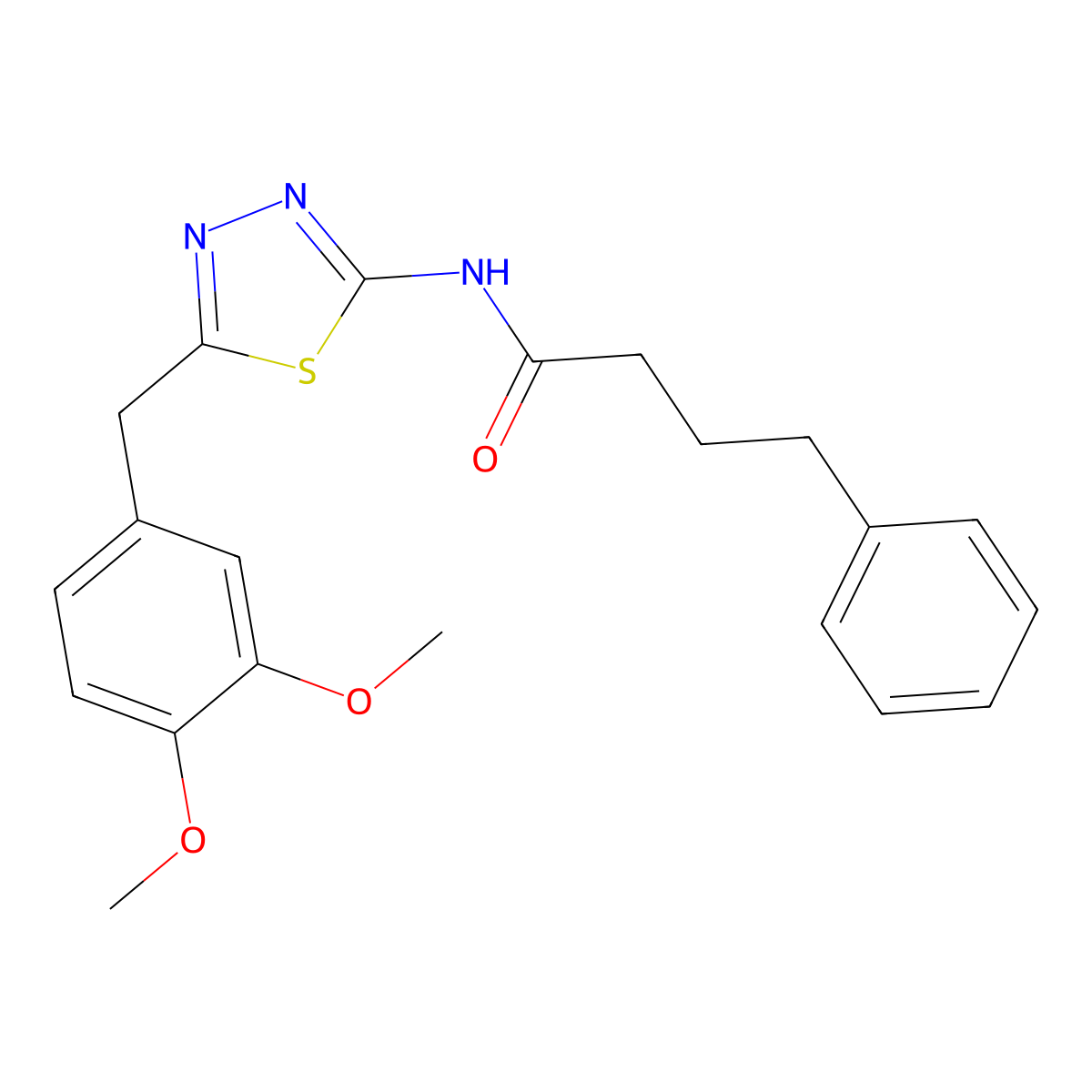 N-[5-(3,4-dimethoxybenzyl)-1,3,4-thiadiazol-2-yl]-4-phenylbutanamide molecular structure, CAS 600150-59-2