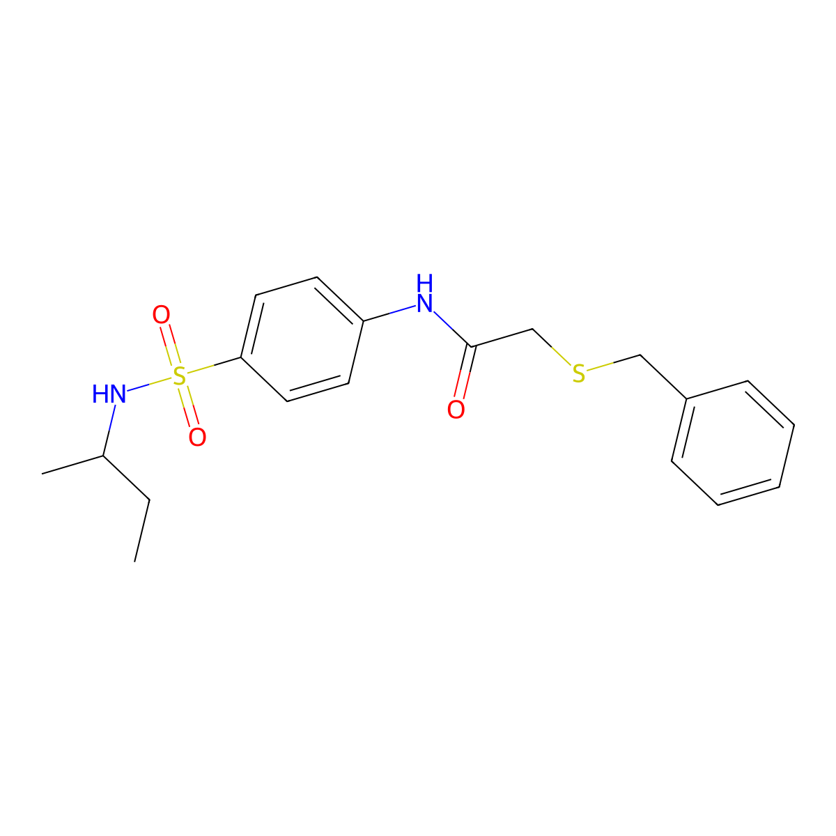 2-benzylsulfanyl-N-[4-(butan-2-ylsulfamoyl)phenyl]acetamide molecular structure, CAS 600150-87-6