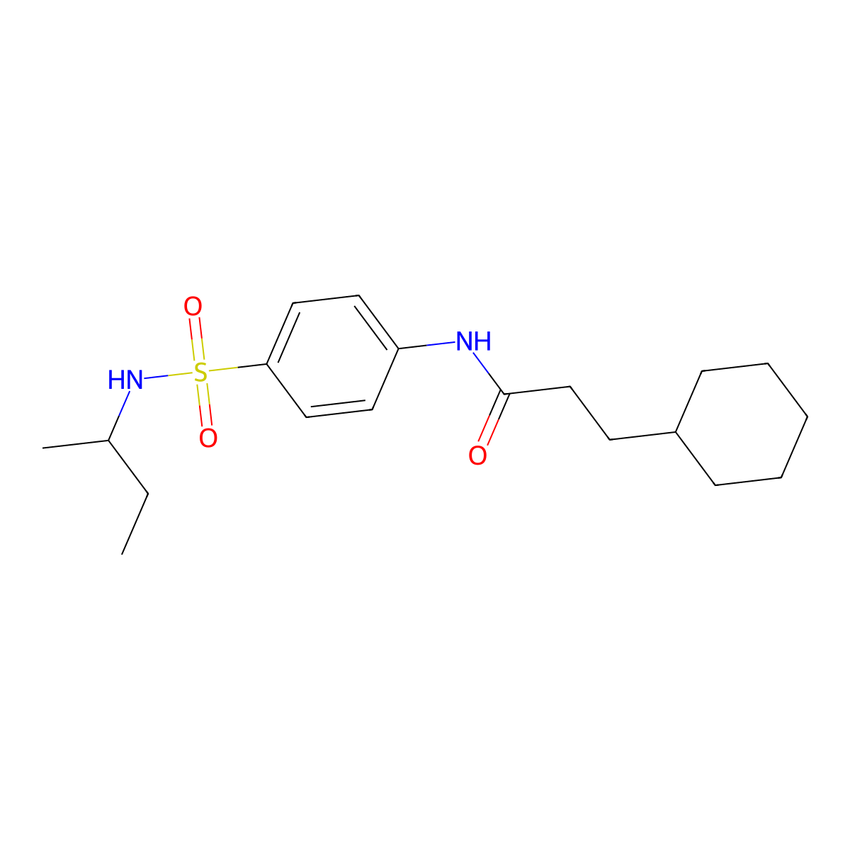 N-[4-(butan-2-ylsulfamoyl)phenyl]-3-cyclohexylpropanamide molecular structure, CAS 600150-98-9