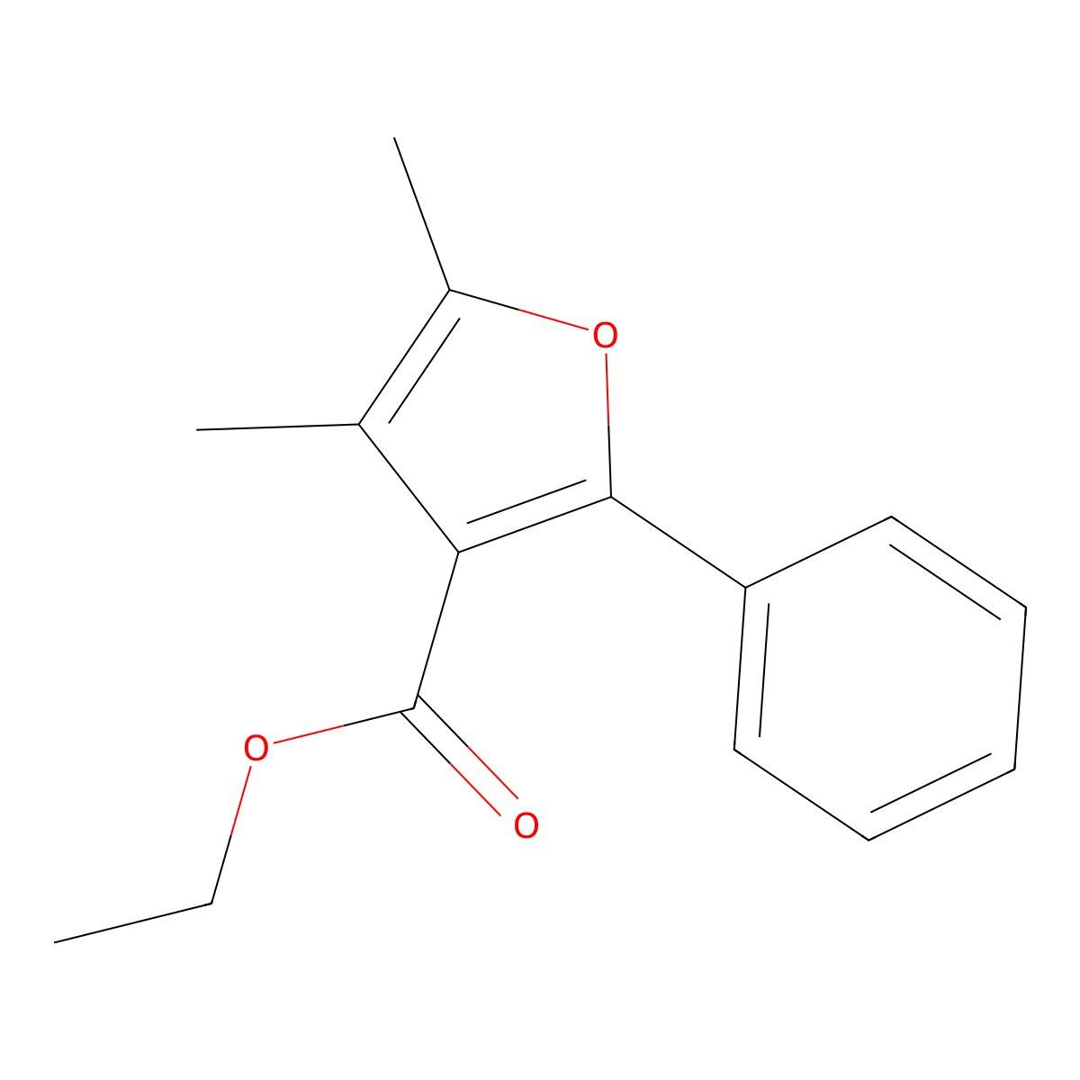 Ethyl 4,5-dimethyl-2-phenylfuran-3-carboxylate molecular structure, CAS 600158-11-0
