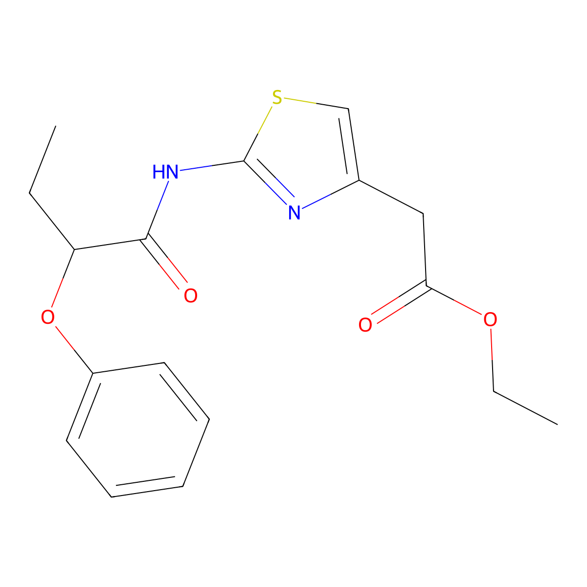 Ethyl {2-[(2-phenoxybutanoyl)amino]-1,3-thiazol-4-yl}acetate molecular structure, CAS 600158-79-0