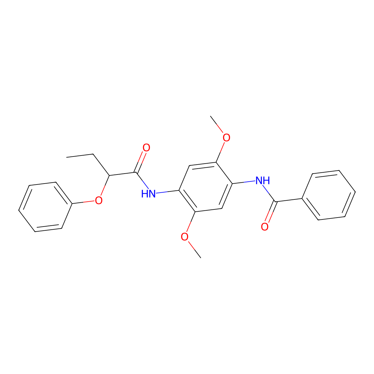 N-[2,5-dimethoxy-4-(2-phenoxybutanoylamino)phenyl]benzamide molecular structure, CAS 600158-86-9