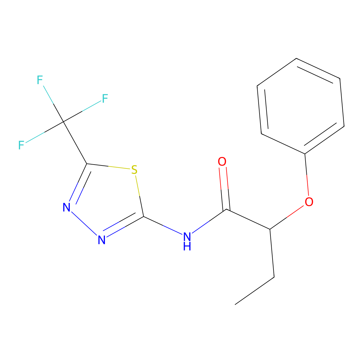 2-phenoxy-N-[5-(trifluoromethyl)-1,3,4-thiadiazol-2-yl]butanamide molecular structure, CAS 600159-00-0