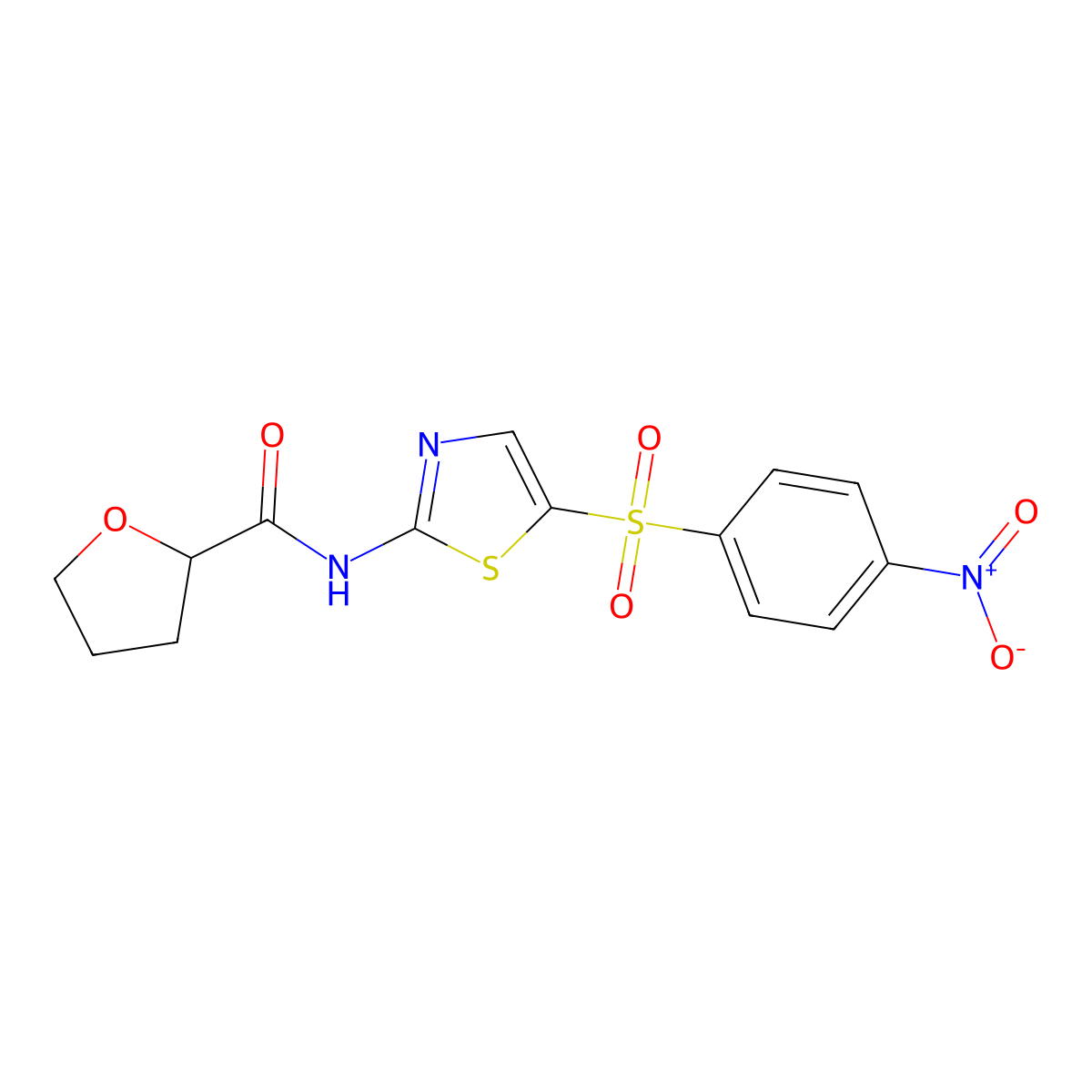 N-[5-(4-nitrophenyl)sulfonyl-1,3-thiazol-2-yl]oxolane-2-carboxamide molecular structure, CAS 600159-86-2