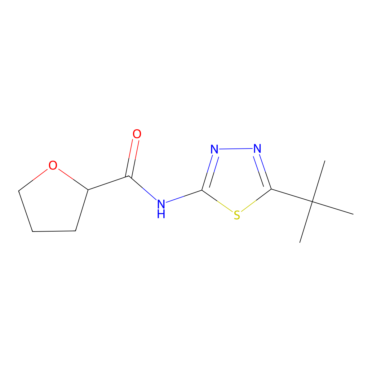 N-(5-(tert-Butyl)-1,3,4-thiadiazol-2-yl)tetrahydrofuran-2-carboxamide molecular structure, CAS 600159-96-4